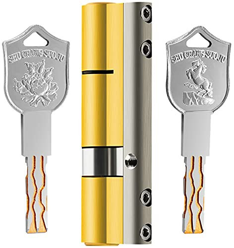 Schliebzylinder 30/30,Halbzylinder 8-Track-volle Kupfer-Verriegelungskern C-Klasse 36 Zahnschloss-Zylinder Doppelseitige Klinge Sicherheit Türkern W 8 Tasten(80mm32.5add47.5)