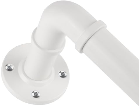 White Curtain Pole 80 to 218 cm, HOTOZON 25 mm Industrial Curtain Poles for Eyelet Curtains, Extendable Metal Blackout Curtain Rod with Brackets for Bedroom, Living room