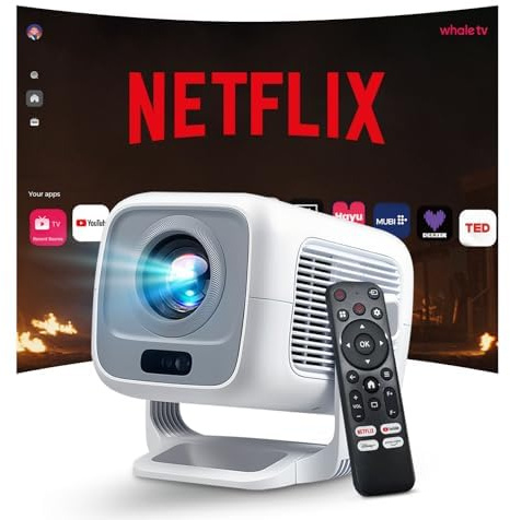 [Compatible with Netflix/Auto-Focus] Smart Videoprojecteur FHD 1080P Natif 4K Supportée, Android 13 Portable Video Projecteur Bluetooth 5.4 WiFi 6, Auto Keystone, LYNCAST N300 Mini Projector