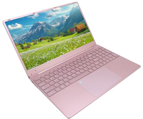 Laptop de 15.6 Pulgadas, Huellas Dactilares Desbloquea 8GB DDR4 1T SSD Laptop IPS Pantalla para Entretenimiento (Pink)