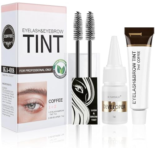 Eyelash & Eyebrow Kit, 2-In-1 Professional Lash & Brow Color Kit, Eye Brow & Eye Lash Coloring Set, Hair Color DIY Easy Use for Salon and Home 7ml Coffee/Dark Brown