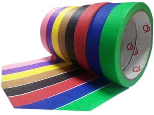 Veemoon 6PCS Strong Sticky Adhesive Tape Textured Wrinkle Paper Spray Masking Tape for Indoor Outdoor Painting Decorating Party Supplies with Random Colors Random Color