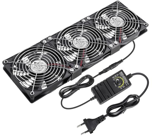 GDSTIME 360mm Gehäuselüfter 230V 3 x 120mm Lüfter Regelbar Geschwindigkeit | 3 x 120mm pc lüfter 230v pc Ventilator 360mm Regelbar Geschwindigkeit für Computer Schrank Wechselrichter Kühlung Belüftung