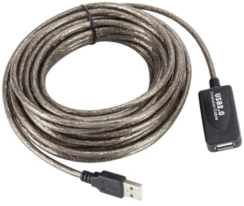 Rallonge USB 2.0 de 10m en PVC, Câble Noir pour Ordinateur | 480 Mbit/s, Cuivre Interne, Prolonge la Portée, Transfert Rapide, pour Adaptateur Réseau et Ordinateur