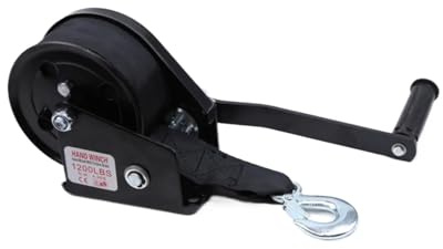 Cabrestante autoblocante de 1200 lb con freno, correa tela poliéster 10 m(Black)