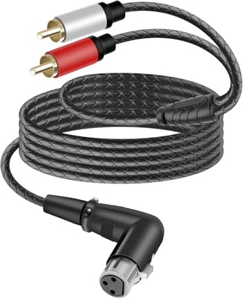YANBORONSN Cavo di Collegamento Y-Splitter XLR Femmina 90° a Doppio RCA Maschio, Cavo Audio Stereo 3 PIN XLR 1 Femmina a 2 RCA Maschio per Sistemi Stereo Hi-Fi, Mixer (2M)