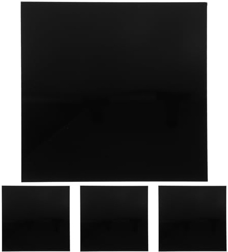 POPETPOP Lot de 4 Plaques Acryliques Noires 20 X 20 Cm Épaisseur 2 Mm Feuilles Acryliques pour Bricolage Résistant UV Matériau Léger pour Projets Cnc et Signalétique Extérieure