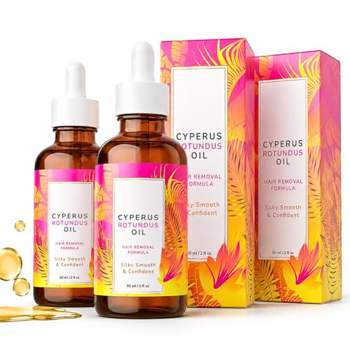 2PC Cyperus Rotundus Oil, Natural Cyperus Rotundus Oil for Hair Removal, Moisturizing & Soothing Cyperus Oil For Reducing Body Hair Growth, Shrink Pores, Hair Removal Oil Ideal for All Skin Types