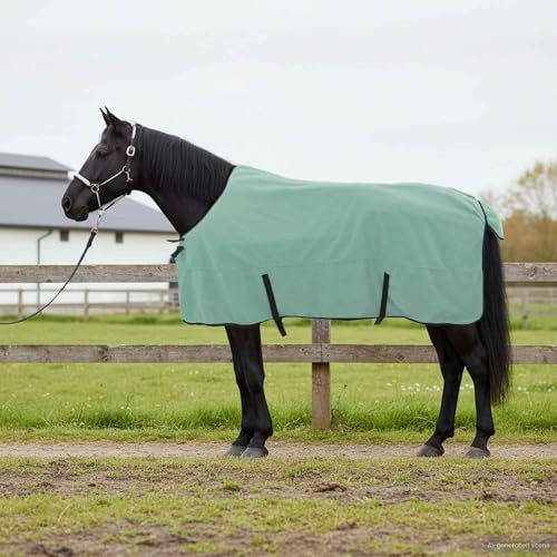 Runheo Couverture Équine Gris Clair et Rose Polyester Respirant Protection Chaleur Hiver extérieur Paddock Box