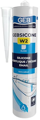 GEB 900031 Gebsicone W2 Mastic silicone pour joint sanitaire Cartouche 310 ml Blanc
