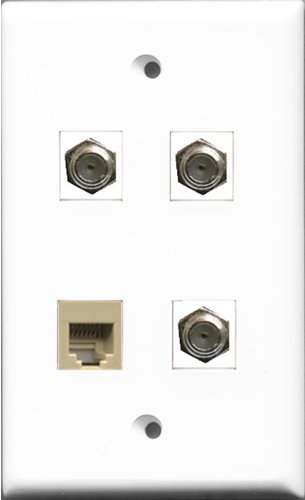 Riteav – 3 cavo coassiale TV tipo F e 1 porta telefono RJ11 RJ12 beige parete piastra