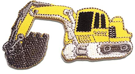 Catch the Patch Bagger Auto Aufnäher zum Aufbügeln 9,7 x 5,2 cm Bügelbild für Kinder mit Bauernhof Baustelle Action Spielspaß, Bügelpatch Patches Bügelflicken Kindergeburtstag
