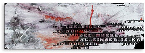 Paul Sinus Art 150x50cm Panoramabild abstrakt Leinwanddruck Kunstdruck Wandbild weiß grau schwarz rot Schrift