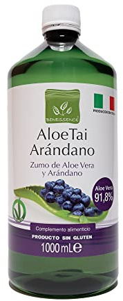 Benessence - Succo di Aloe Vera con Mirtillo - Azione Detox, Migliora Il Microcircolo - 1000 ML
