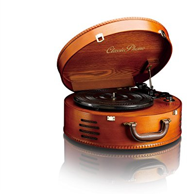 Classic Phono TT-34 - Plattenspieler - Retro Schallplattenspieler - Kofferplattenspieler - USB -Anschluss zum Digitalisieren - Riemenantrieb - Stereo Lautsprecher - 3 Abspielgeschwindigkeiten - braun