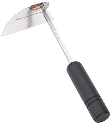 Nisaku NJP100 Nejiri Gama Handheld Weeder-Scraper-Hoe, Japanese Stainless Steel 4-Inch Blade Width, 4.5-Inch Black Lacquered Beech Wood Handle
