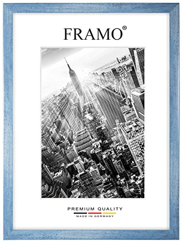 FRAMO 35mm Cornice per Immagini 48 x 64 cm | Azzurro Sfocato | Cornice in MDF Fatta a Mano con lastra di Vetro Artificiale antiriflesso a Prova di Rottura e Robusta Parete Posteriore in MDF