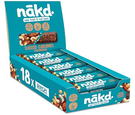Nākd. Caramel Salé | Raw Barres de Fruits et Noix | 100% D'ingrédients Naturels | Sans Sucre Ajoutés | Vegan | 18 x 35g | 630g