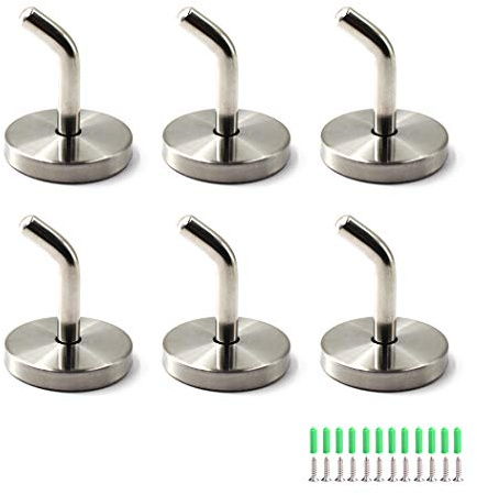Flomore Acero Inoxidable Tornillos en Ganchos para Plantas Colgantes Utensilios Ganchos para cocinas Montado en la Pared Ganchos para Colgar Gancho de exhibición Paquete de 6 (Tornillos incluidos)