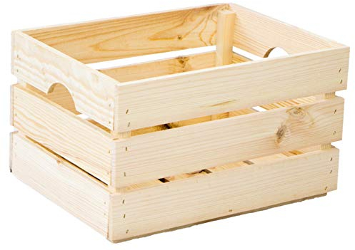 Cassetta impilabile in legno per verdura, vino, frutta, sostenibile, certificato FSC (40 x 30 x 23 cm, naturale)