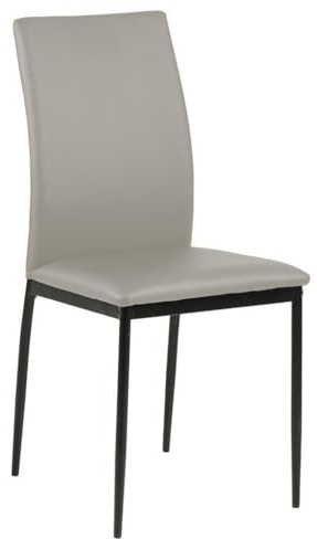 AC Design Furniture Devin Esszimmerstühle 4er Set mit Leder Look, H: 92 x B: 43,5 x T: 53 cm, Taupe/Schwarz, PU/Metall