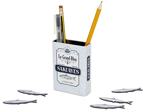 balvi magnetischer Stifthalter Sardines Farbe Weiß Dose in Form einer Ölsardinendose mit Magnet für S