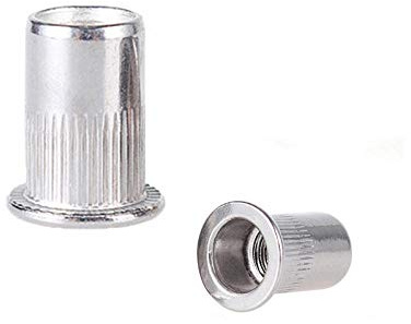 Écrou de rivet moleté à tête plate en acier inoxydable 304, écrou de rivet à capuchon, écrou de rivet cylindrique à tête plate-M8 (paquet de 20)