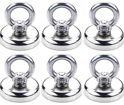 Aoligei Magnethaken, Neodym-Magnethaken, magnetisch, mit Haken, leistungsstark, 40 kg, Durchmesser 32 mm (6 Pack)