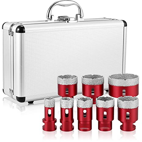 COLFULINE 8PCS Broca de Diamante Seco Soldada,Corona Diamante de Núcleo con 20mm,25mm,30mm,35mm,40mm,45mm,50mm,68mm,Perforación para Azulejos,Cerámica, Mármol, Granito