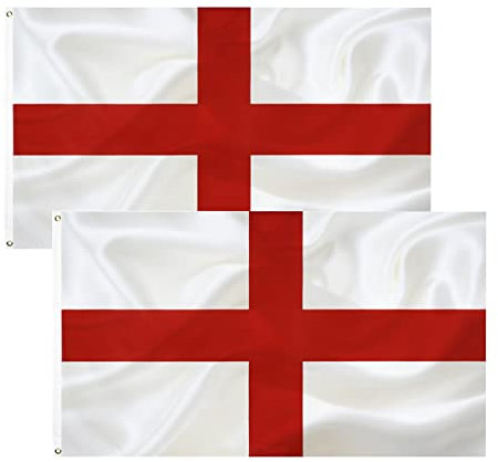 2pcs England FLAG St George's Cross Flag 3x5 Ft-90x150cm England National Flags Indoor/Outdoor Quality Polyester with Vivid Color and Brass Grommets Decorations