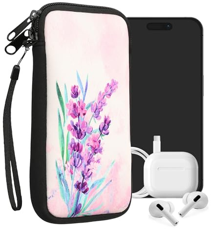 kwmobile Handytasche für Smartphones XL - 6,7/6,8 - Neopren Handy Tasche Hülle Cover Case Schutzhülle - Lavendel Violett Türkis Violett - 17,2 x 8,4 cm Innenmaße