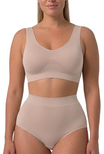 Risalti Sujetador Sin Aros Mujer Moldeador Microfibra - Sujetador Sin Costuras, Tirantes Anchos, Comodos Seamless - Made in Italy