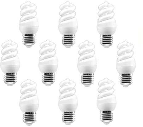 T.E Mini Bombilla Espiral Bajo Consumo E27 3000K Luz Cálida 13W (Pack 10)