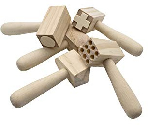 Craftplay Dough tools | Wooden Pattern hammers | Pack of 5 hammers | Dough Tools
