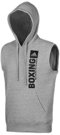 adidas Sweat à Capuche Vertical sans Manches pour Homme Community Boxing (1 pièce), Gris/Noir, XL