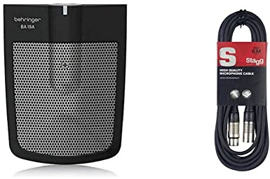 Behringer BA 19A microfono perimetrale a condensatore per applicazioni strumentali & Cavo da microfono a mixer Stagg SMC6 da 6 metri XLR (m) -XLR (f), nero