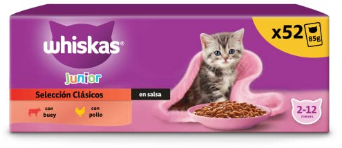 WHISKAS Junior Cibo Umido per Gattini in Salsa 4x85g Selezione Gustosa, confezione da 13