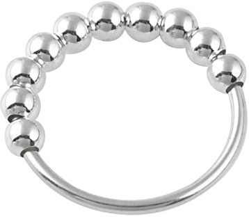 Ayoiow Ehering Damen 925, Gothic Ringe Damen Angst Spinner Perle Ringe Silber Ring Größe 56 (17.8)