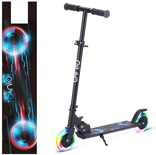 QIUYOU Scooter Kinder, Roller Kinder für 4-7 Jahre Mädchen Jungen, Klappbar Kinderroller mit 2 LED Rädern für Kinder, 3 Höhenverstellbare Kinderscooter Roller Kinder for Kinder ab 3-10 Jahre