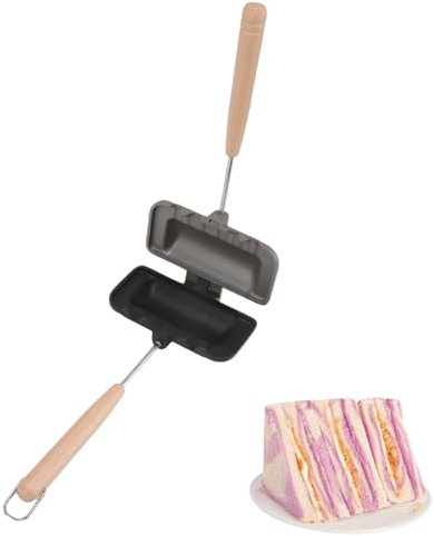 Stampo per Sandwich a Doppia Faccia, Padella a Doppia Faccia per Toast, Antiaderente, Piccola Padella per Sandwich in Alluminio con Manico Rimovibile, per Pancake da Colazione, Omelette e Toast