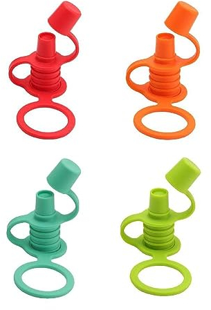 4Pieces Water Bottle Cap SplashProofs Spout Adapter Replacement Universal Silicone Bottle Tops Adapter NoSpill Adapter Silicone Bottles Top Spout Adapter Portable
