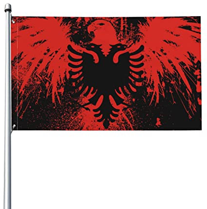 Garten Flaggen Albanischer Adler Balkonflagge Verblassen Beständig Garten Fahnen Durable Dekorative Fahnen Für Hof Home Rasen 90x150 cm