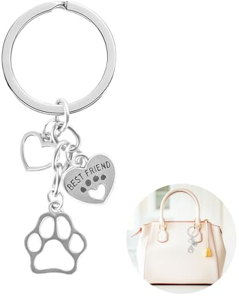 HFDONGL Personalisierte Schlüsselanhänger mit Gravur - Metall Autoschlüsselanhänger Hund Pfote Herz - Geeignet als Geschenk für Familie, Lieben und Freunde