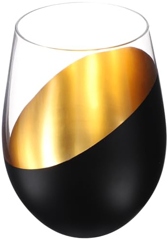 UPKOCH Oro Nero Bicchieri di Vino Senza Stelo Bicchieri di Vetro di Vino Bianco Rosso Bicchieri di Vino di Cristallo Bicchieri di Succo D'acqua Tazze per Bevande Bicchieri per Acqua, YW1156N14E8TY