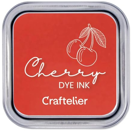 Craftelier - Collection d'encres à base d'eau | Boîte métallique à fermeture forte, tampons acryliques ou caoutchouc et surfaces poreuses | 21 couleurs (cerise)