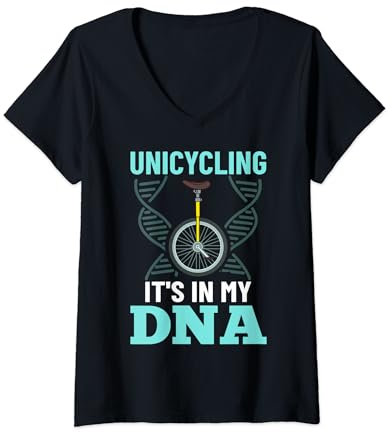 Einrad Fahrrad Lustiges Training Lernen Radfahren T-Shirt mit V-Ausschnitt