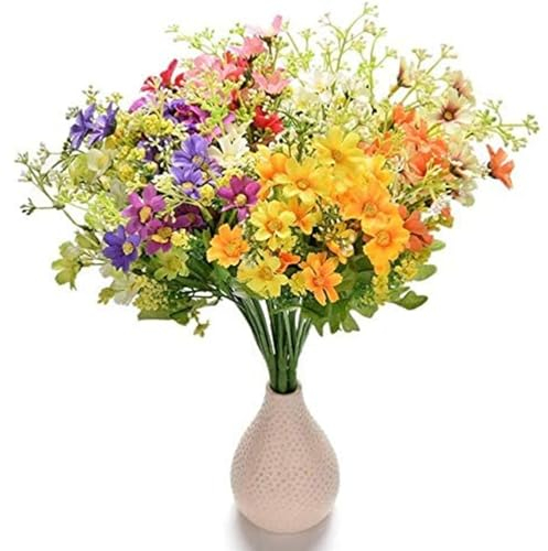 6 Bündel Künstliche Blumen Balkon Kunstblumen Wetterfest Daisy Gänseblümchen Kunstpflanzen Außen Blumenstrauß Pflanzen Balkonpflanzen wie echt für Balkonkasten Innen Außenbereich Outdoor (6 Bündel)
