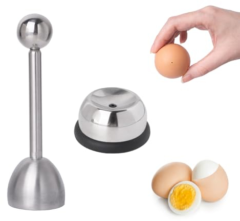 Apriscatole per uova con raccoglitore di uova, 2 pezzi in acciaio inox taglierina per uova, raccoglitore di uova, raccoglitore di uova, rimozione della crepa dell'uovo, strumento di apertura delle
