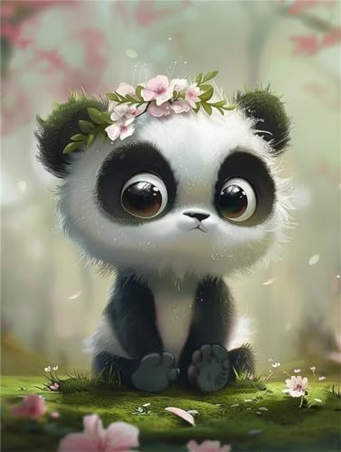 5D Diamond Painting,Diamant Painting Bilder Cartoon-Panda Full Mosaic Making für Kinder,DIY Diamond Painting Erwachsene groß 90x120cm,Cross Stitch Diamond Painting Bilder für Gift Home Wall Decor C724