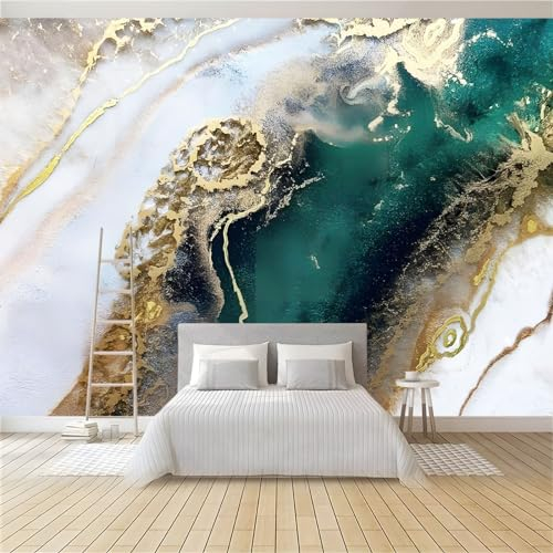 Fototapete Dunkelgrüner Marmor 400 x 280 cm 3D Vliestapete Wandbild, Mustertapete Moderne Wandtapete, Wohnzimmer Schlafzimmer Kinderzimmer Büro Flur Wanddeko